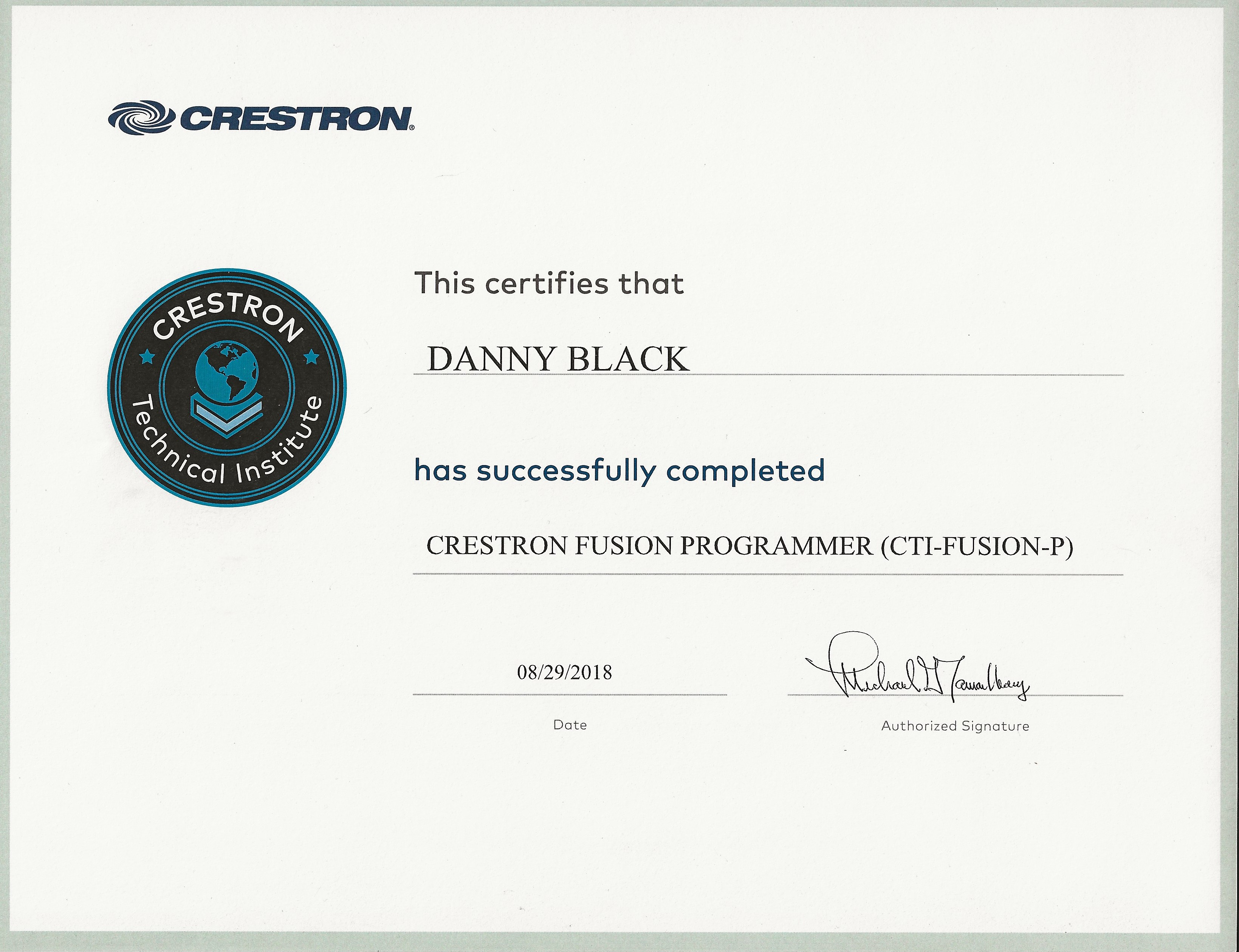 Crestron Fusion Programmer Certification